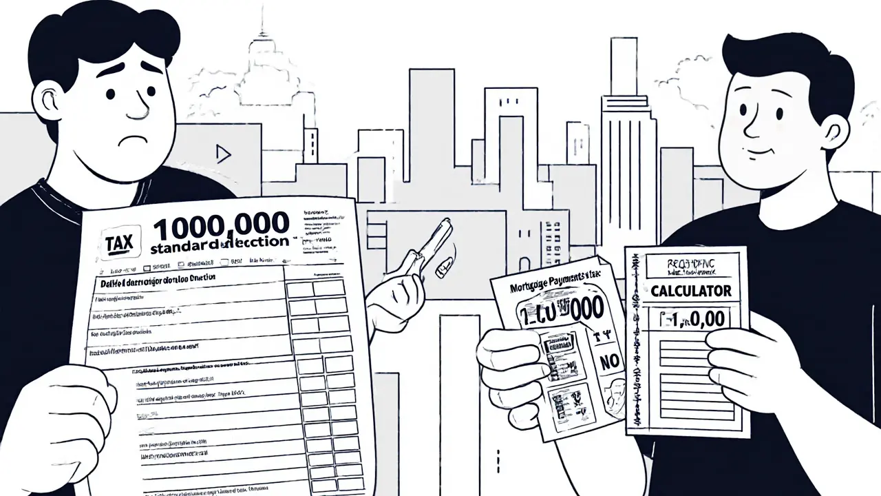 Сравнение стандартного вычета и вычета по расходам на продажу квартиры в иллюстративной форме.