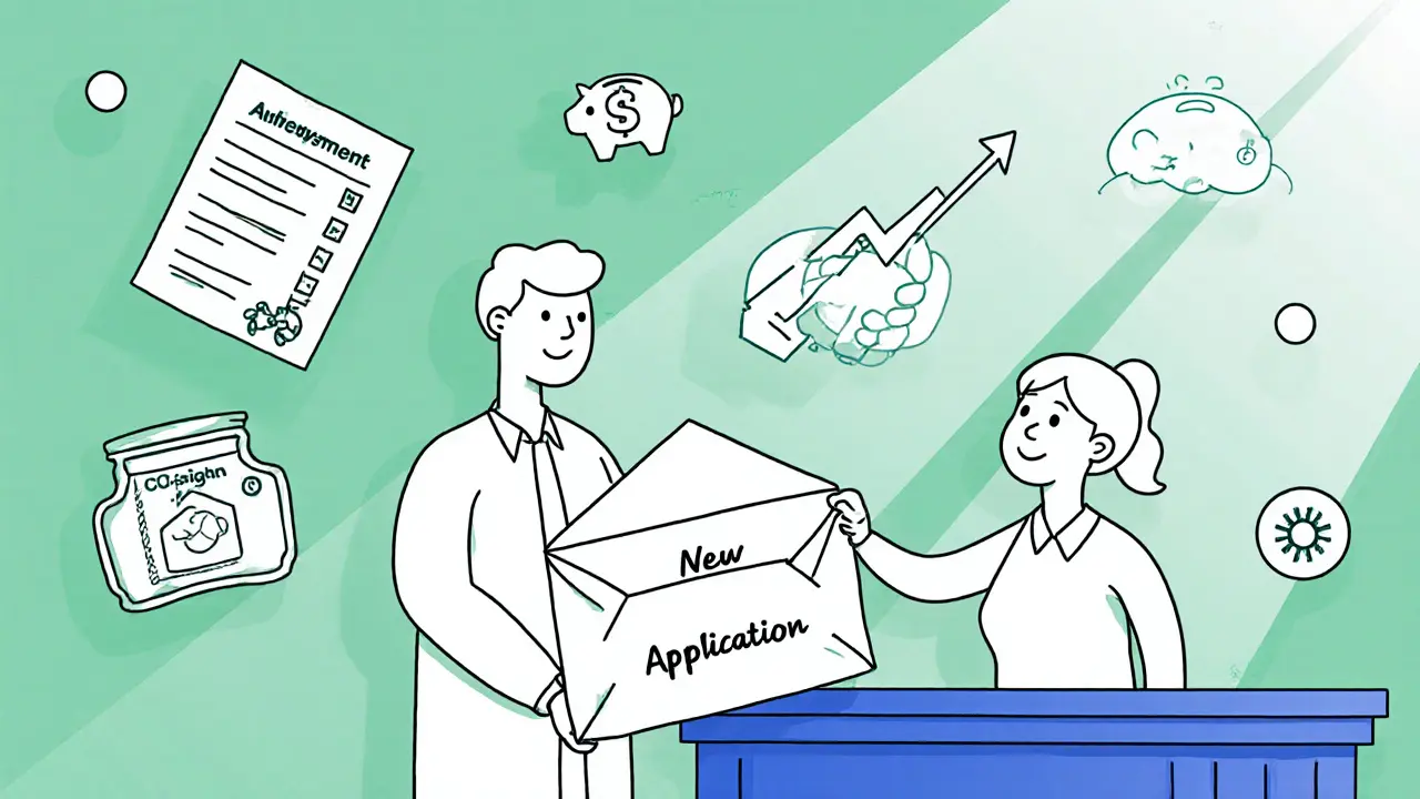 Заемщик подает новую заявку с улучшенными финансами: чистая история, созаемщик и увеличенный первоначальный взнос.