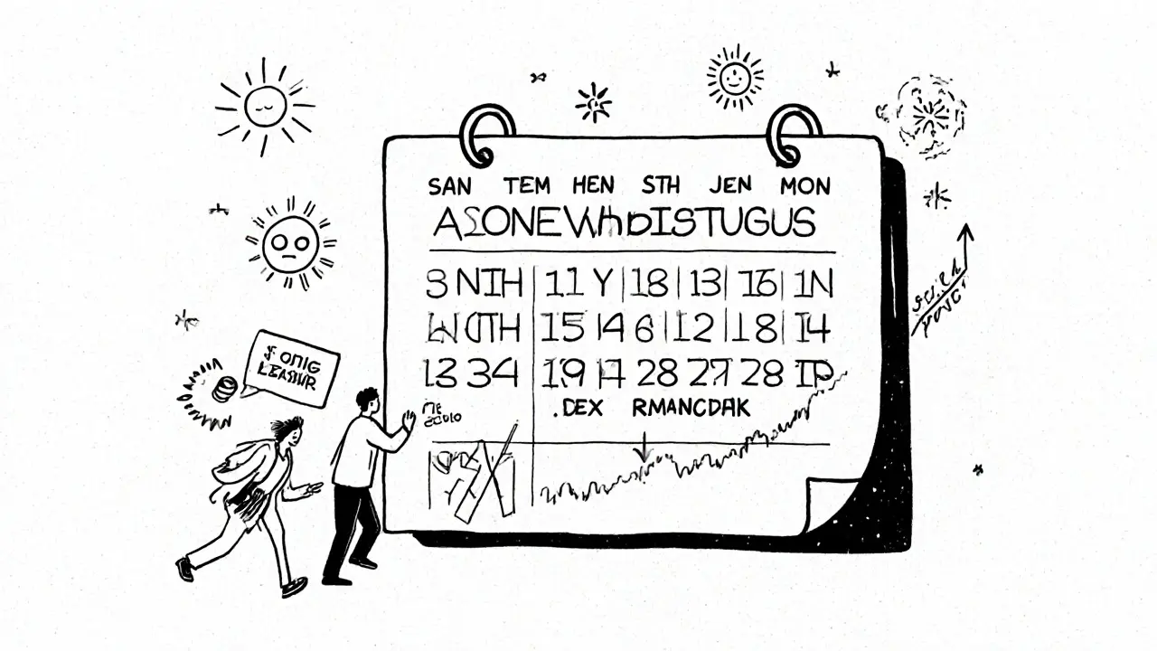 Календарь с месяцами, ноябрь выделен как лучшее время для поиска жилья, люди спешат заключить договор.