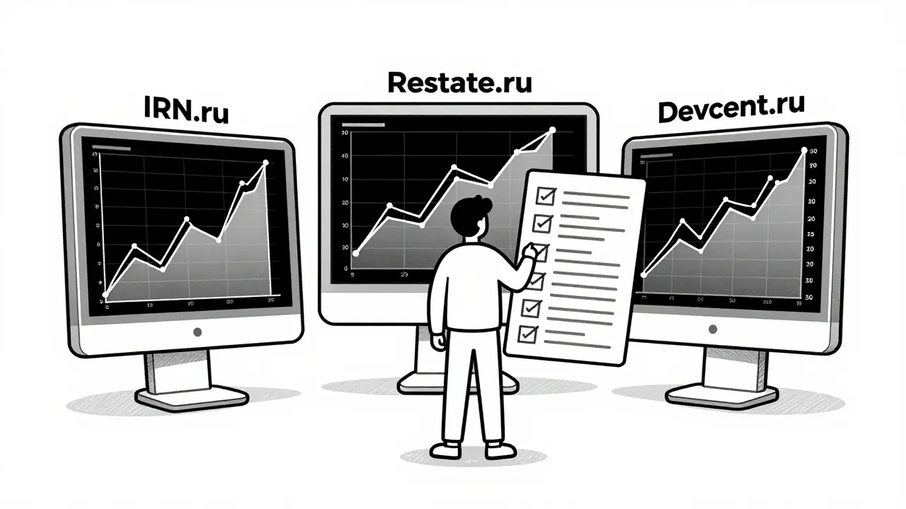 Человек сравнивает цены через три онлайн-инструмента с динамическими графиками.