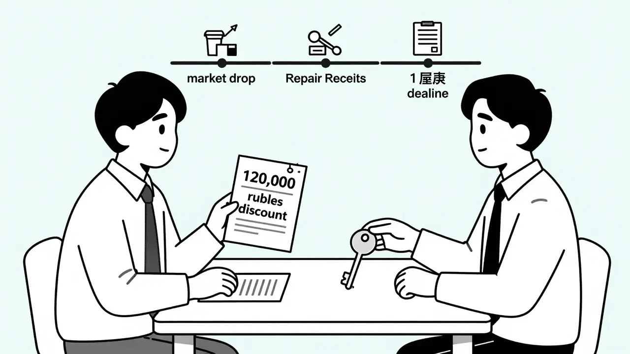 Продавец и покупатель достигают соглашения: скидка за быструю сделку.