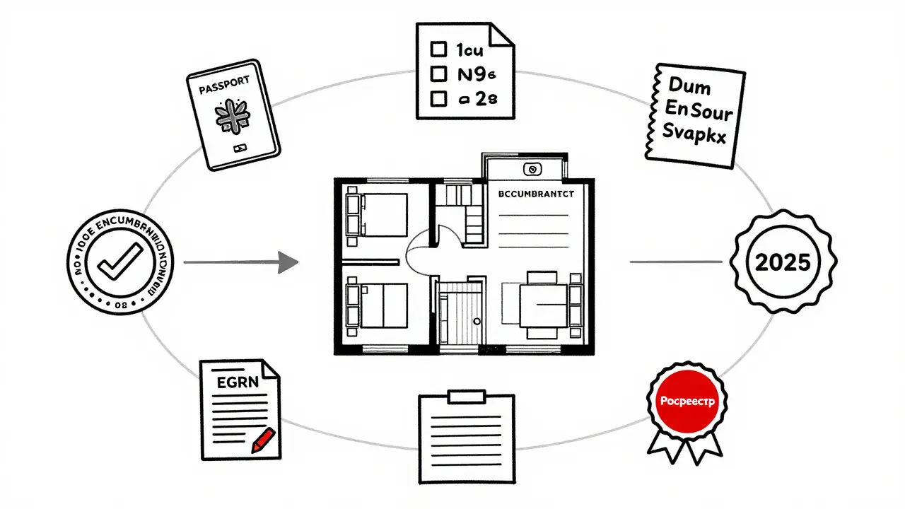 Схема из 9 обязательных пунктов договора задатка вокруг плана квартиры