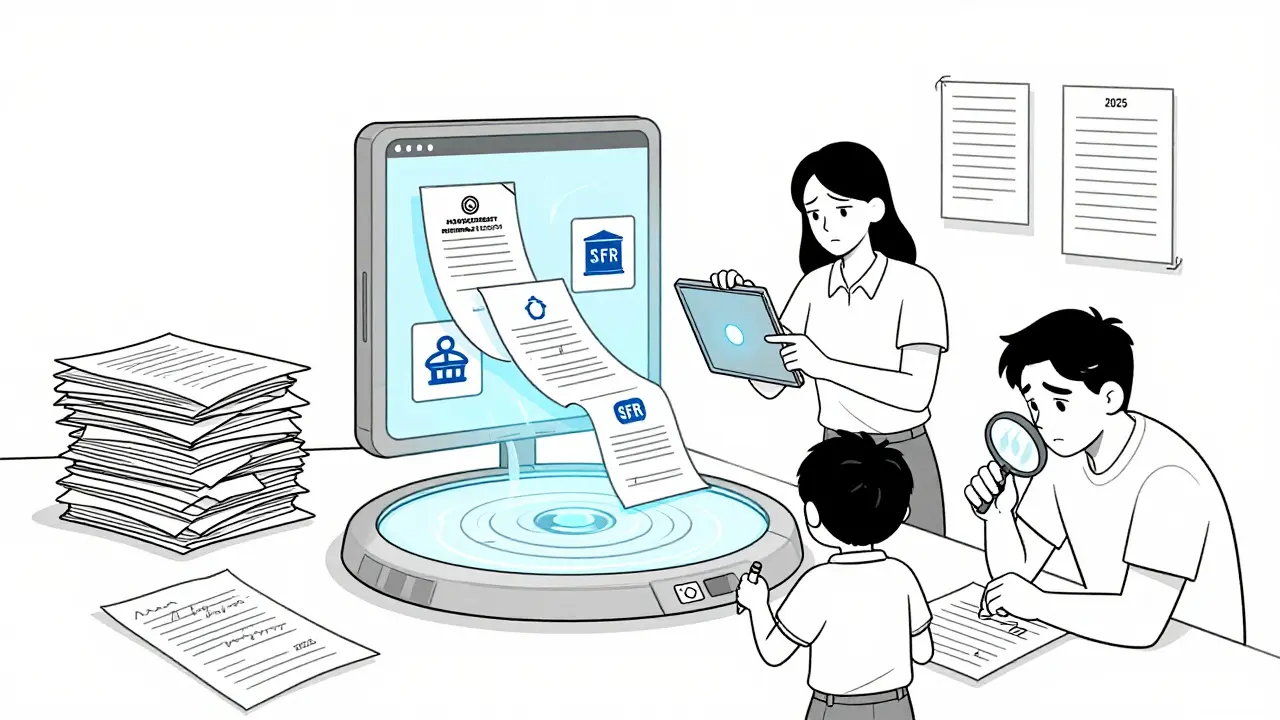 Сравнение 2025 года с бумажками и 2027 года с цифровой передачей документов.