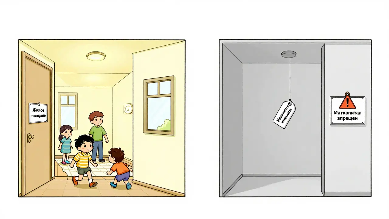 Сравнение уютной квартиры с семьёй и холодных апартаментов с запретом на маткапитал.