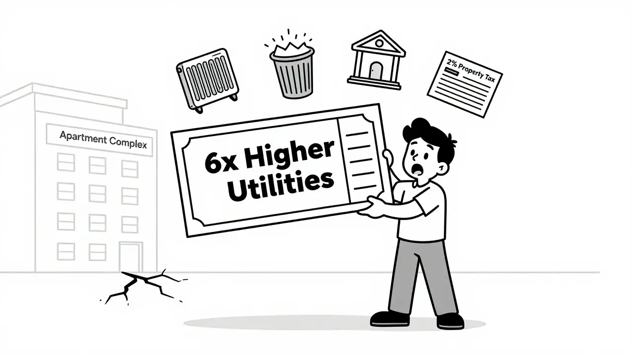 Человек с огромными счетами за коммуналку и налоги на апартаменты в линейном стиле