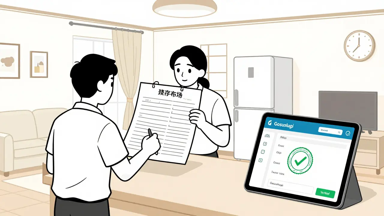 Подписание описи имущества с использованием цифрового сервиса на Госуслугах.