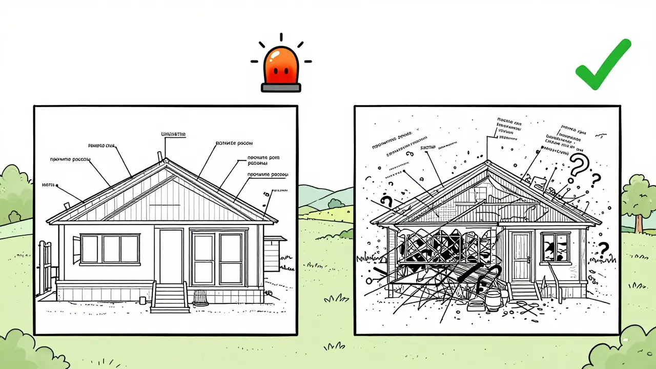 Два варианта сметы: одна понятная и подробная, другая с неясными статьями и красными знаками вопроса.