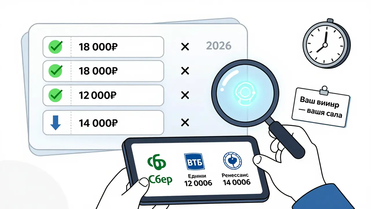 Сравнение цен трёх страховых компаний с выделенной самой выгодной, надпись 'Единый стандарт полиса 2026' в углу.