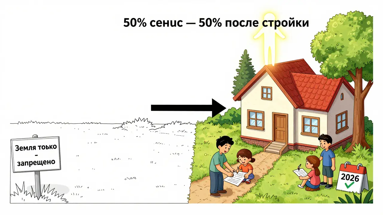 Сравнение: пустой участок vs. дом с поэтапным получением маткапитала на строительство.