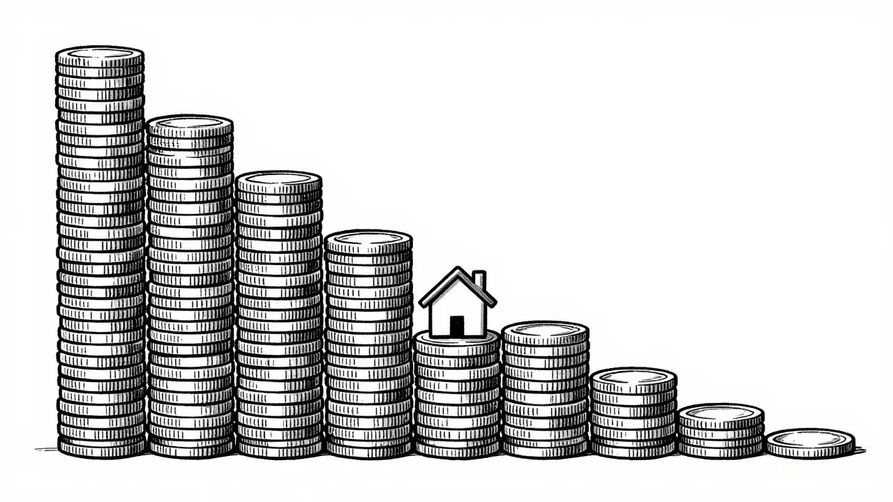 Визуализация разницы между фиксированными и уменьшающимися платежами.