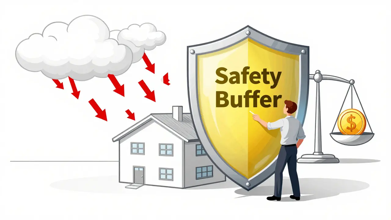 Инвестор под защитным щитом резервного фонда, оберегающим квартиру от рыночных рисков