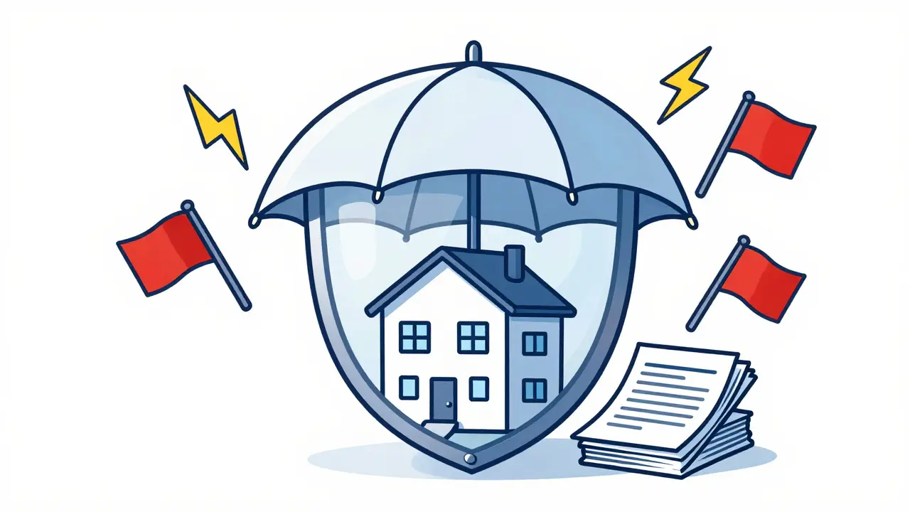 Символическое изображение защиты сделки с недвижимостью от юридических рисков