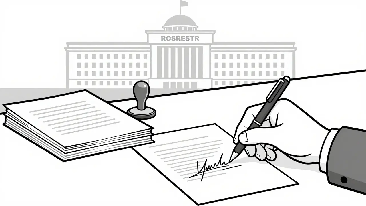 Подписание документов у нотариуса для регистрации прав